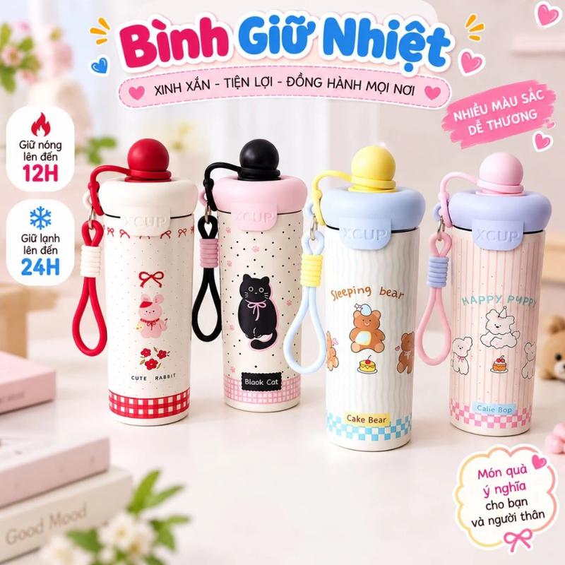 Bình giữ nhiệt XCUP NIUMI 600ml inox ống hút, giữ nhiệt lâu, tiện học tập & làm việc