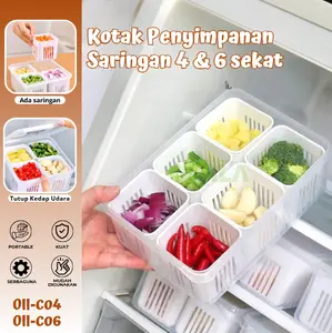 【COD】Kotak Penyimpanan Bumbu Saringan 4 Atau 6 Sekat Kedap Udara OLL-C06 / OLL-C04