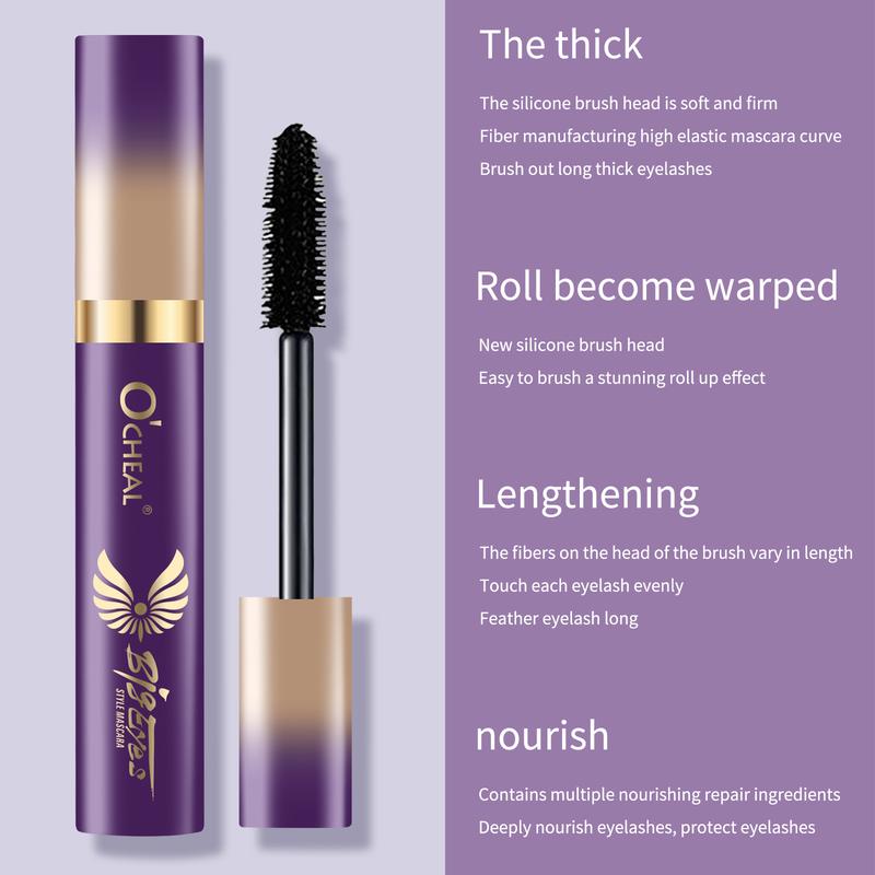 O‘CHEAL 4D Silk Fiber Black Mascara Waterproof Volumizing Curling Mascara Lengthening Mascara Long Lasting Makeup Fuller Lashes 4