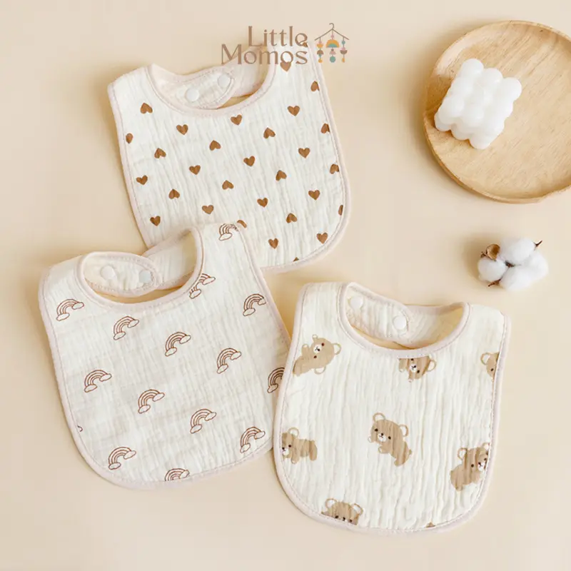 Little Momos Celemek Bear Mpasi Bayi katun Cotton Muslin Baby Bib Korean Bear 1