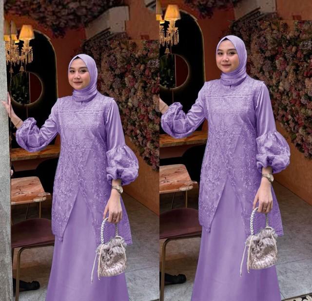 Product Introduction of Gamis Farah / Maxi brukat / Muslim Wanita  Tile  Mutiara  Dress   Karet  Pesta  Mewah  Dalaman  Fit UK L DAN XL Kondangan Coklat Brokat Gaun 12