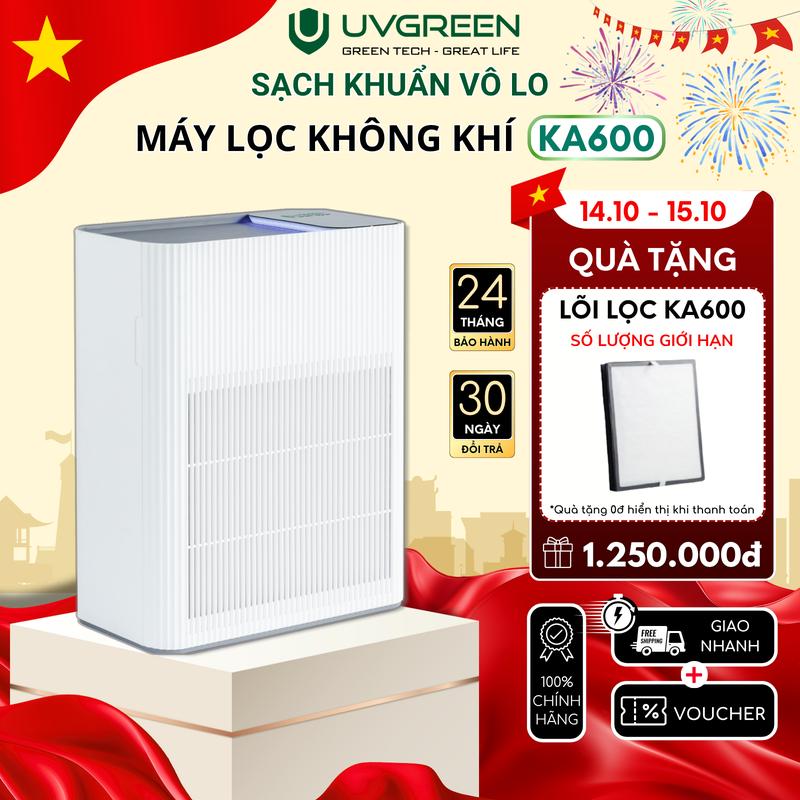 [TẶNG LỌC 1.250K] Máy Lọc Không Khí Hút Mùi, Ion Âm Lọc Bụi Mịn UVGREEN KA600 – UVC LED Diệt Khuẩn Hiện Đại – Phun Xông, Khuếch Tán Hương Tinh Dầu Thơm Cho Phòng Ngủ Điều Hòa - Tiết Kiệm Điện – Bảo Hành Chính Hãng