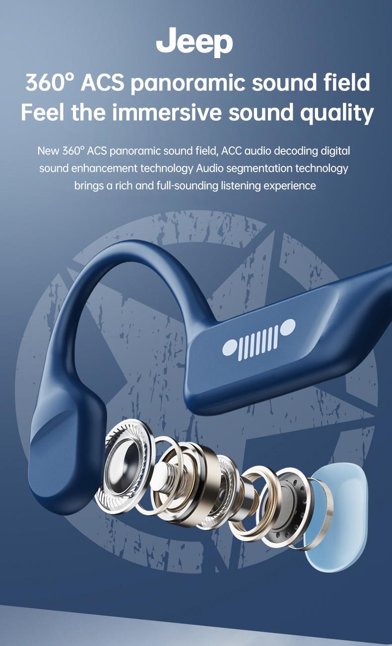 Jeep EC006 Bone Conduction Wireless Earphones HiFi Sound Quality Low Latency Bluetooth Headphones Long Standby IPX5 Waterproof Sports Headset