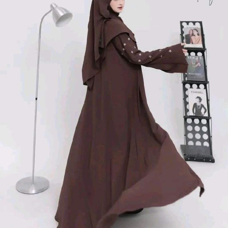 Gamis Jameela Abaya Bordir Hitam Mewah Crinkle Airflow - Dress, Wanita, Syari, Pesta, Dewasa, Remaja, Muslim semi-karet sophistication ceruty simpel Maxi suncreep zaenab pink swaroxy vina dres marun baju lebaran 6