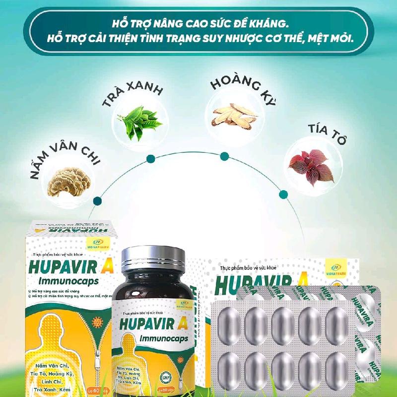  {Che tên} Viên uống Hupavir Immunocaps tăng đề kháng hộp 60 viên - Hỗ trợ tăng đào thải hpv sùi mào gà cho nam và nữ 