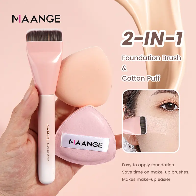 MAANGE Complete Complexion Makeup Tools Flat Foundation + Puff Sponge MAG52099 Optional Mixing Palette Wajah cushion  puff 6
