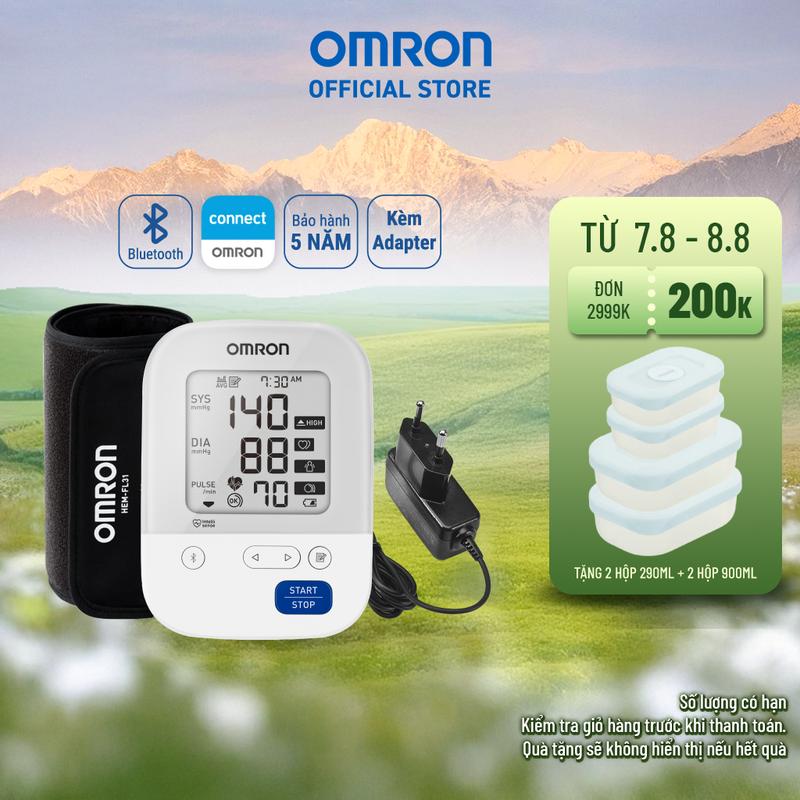 Máy Đo Huyết Áp OMRON HEM-7156T-A Kèm Adapter Chính Hãng -Kết Nối Điện Thoại- IntelliSense