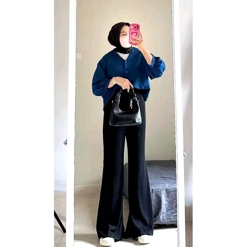 Celana Cutbray knit japan line wanita dewasa - Celana cullote cutbray knit rib 7