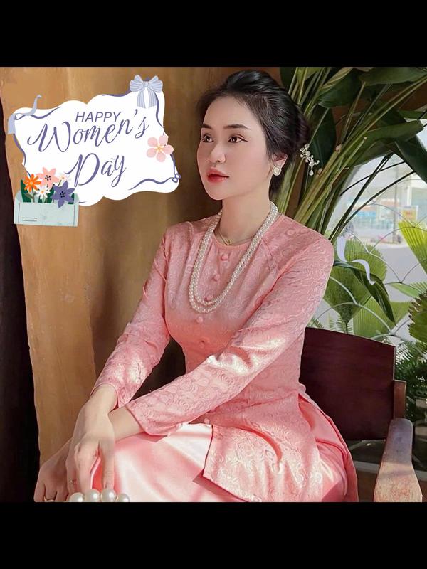 Pháp Phục Hân Nguyễn - B.A104 - Áo Bà Ba Gấm Hoa Đồng Tiền Nút Bọc Cổ Tròn Dây Kéo Tay Dài Nữ Top Women Sơ Mi