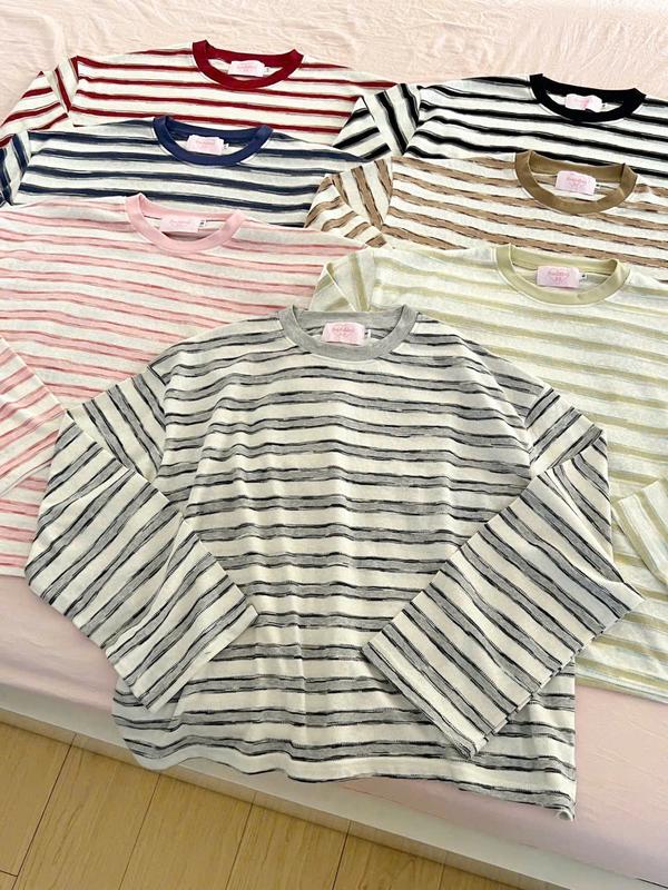 BUDDIES | Áo thun tay dài sọc nhiều màu form boxy