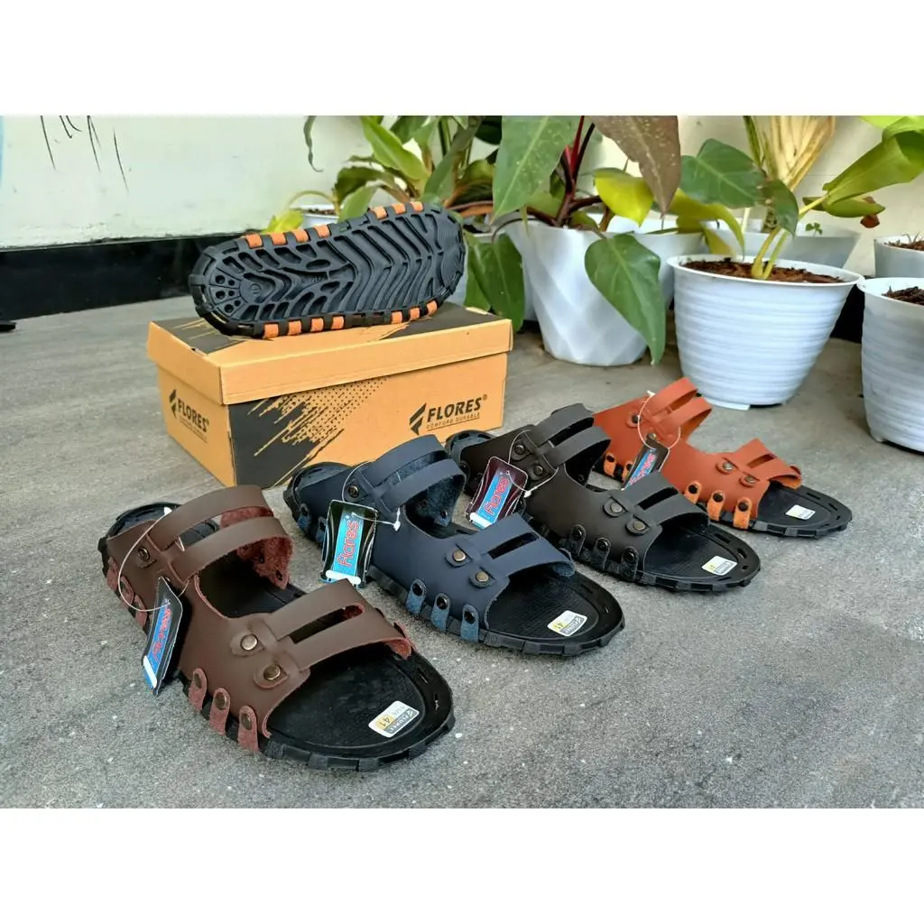 Sandal Kulit Flores - Sandal Pria - Sandal Slide - Sandal Slop - Sandal Casual - Sandal Karet - Sandal Terbaru Sendal Kasual