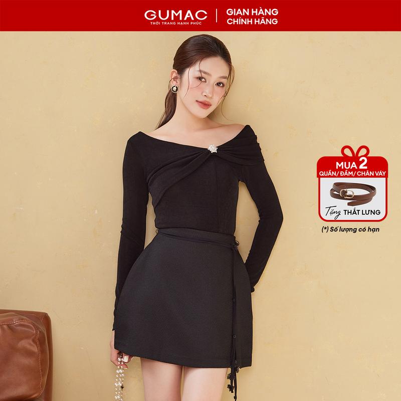 MUA 2 GIẢM THÊM 5% Áo thun nữ cổ kiểu trễ vai chất thun ướt co giãn thời trang GUMAC ATE09012