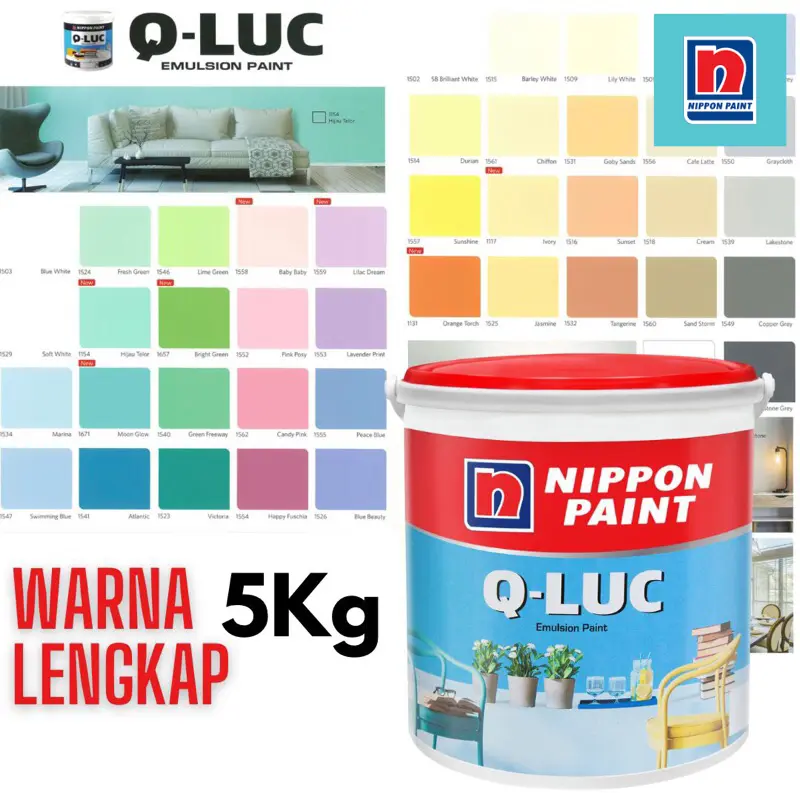 Cat Nippon Paint Q Luc 5kg - Cat Tembok Interior 5kg / Q-LUC Dinding Warna Sage komplit