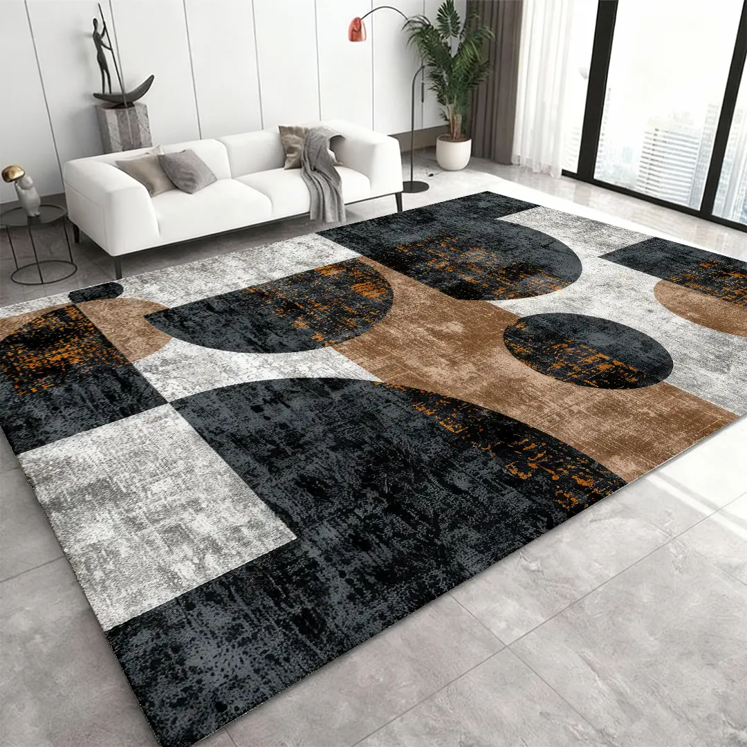 Karpet Alas Lantai Motif Abstract UK 100x150cm & 140x200cm Bahan Polyester Ruang Tamu / Keluarga