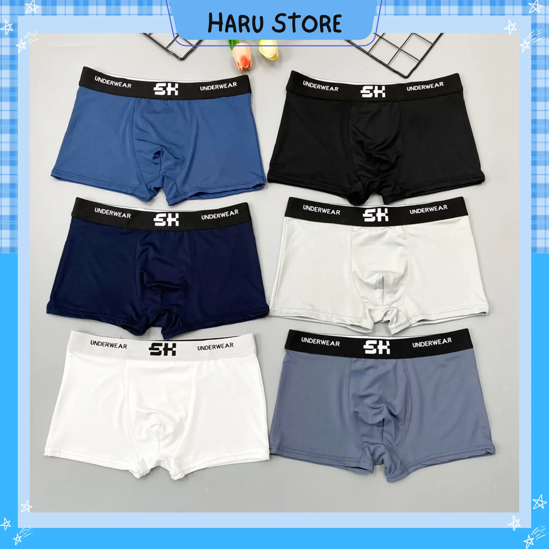 Quần lót nam sang trọng chất thun lạnh co giãn 4 chiều sịp đùi nam mềm mịn boxer nam màu đen, trắng, xám, xanh Menswear Quần Boxer quầnl quần lót  kevin underwave  nam quần  lót quansip  giare