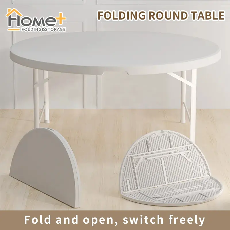(HOME+) Outdoor Folding Foldable Table Portable Save Space (ROUND) - 80CM / 122CM