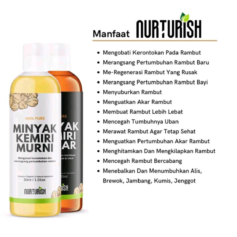 NURTURISH - Minyak Kemiri Bakar Murni Alami Penumbuh Penebal & Perawatan Rambut Bayi & Dewasa 1