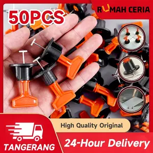 【READY】 Alat Perata Keramik 50pcs + Kunci Reuseable Tile Leveling / Granit Jarak Nat Spacer 1.5mm / Tile Spacer / Putar Alat Perata Pasang Keramik