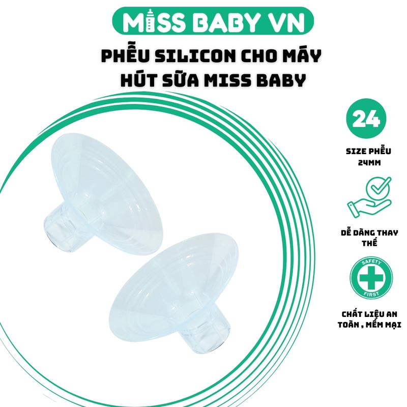 Miss Baby VN - Phễu Silicone Cao Cấp 24mm Cho Máy Hút Sữa Điện Đôi Miss Baby VN & Tương Thích Nhiều Dòng Khác Chất Liệu An Toàn Mềm Mại 