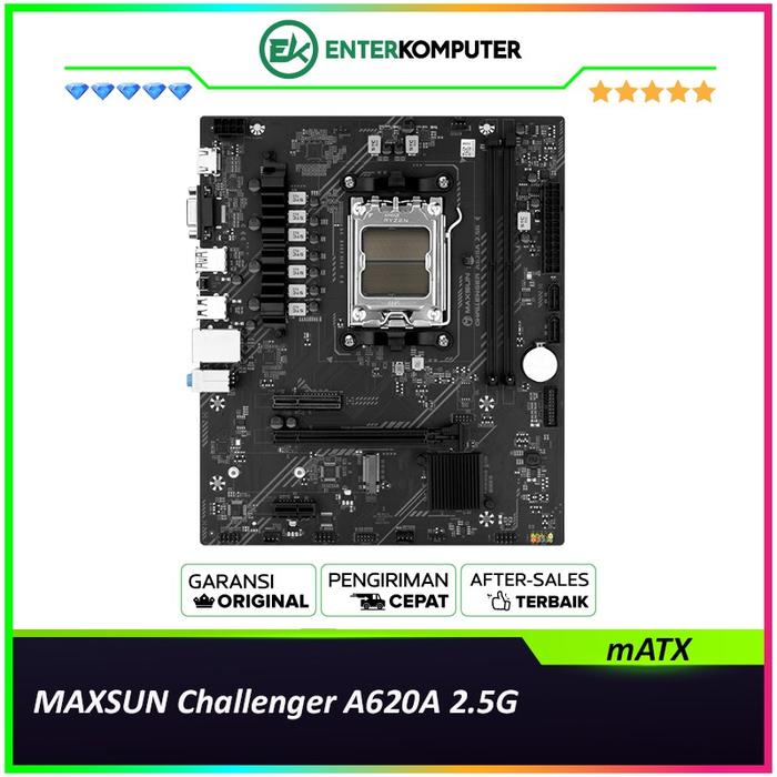Gambar MAXSUN Challenger A620A 2.5G (AM5, AMD A620, DDR5, USB3.2, SATA3) dari Enter Komputer Official Kota Administrasi Jakarta Pusat Tokopedia