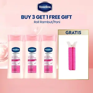 [BUY 3 FREE Roll Rambut] Vaseline Lotion Healthy Bright UV Extra Brightening 100ml isi 3