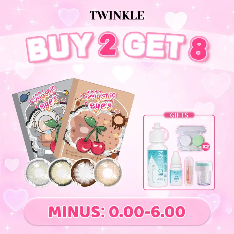 [Beli 2 Get 8] 2 Pasang Softlens + 60ml solutions + Eyedrop + Alat Cuci + Aplikator + 2 Cases Gratis Normal Contact lens Soflen Lensa Eye by Mystic Eyes
