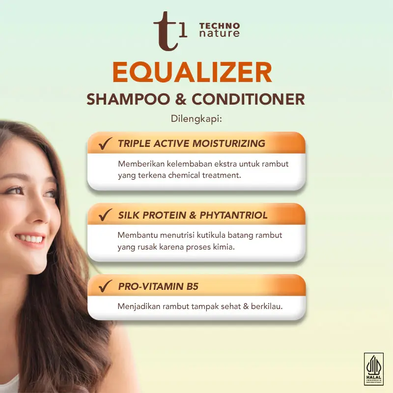 [Sarwendah Exclusive] Paket ISI 2 - T1 Techno Nature Equalizer Shampoo & Conditioner 180 mL 1