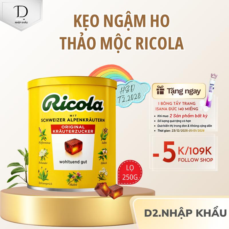 |Date mới 2028| Kẹo Ngậm Ho Thảo Mộc Ricola Original 250gr Ăn Vặt Candy - D2 Nhập Khẩu