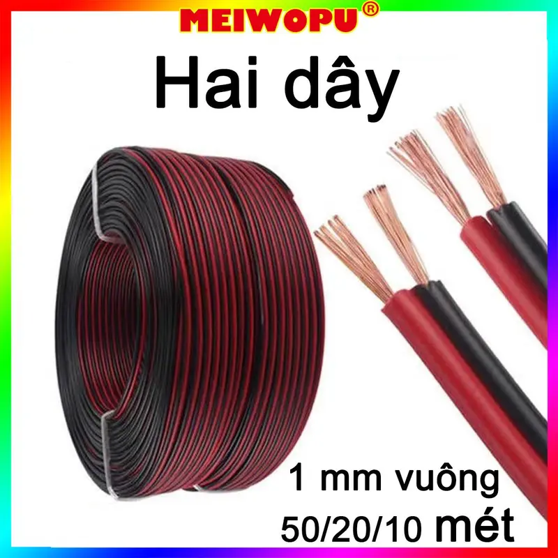 Dây loa AWG17 Dòng mở rộng sức mạnh 100m 50m 20m Dây điện áp thấp 2*1mm Áp dụng cho Đèn LED Trumpet 0