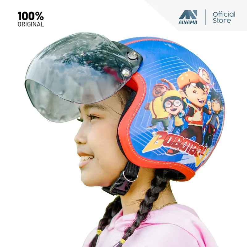 Helm Bogo Anak Karakter Thomas Usia 2-6 Tahun Kaca Flat 4