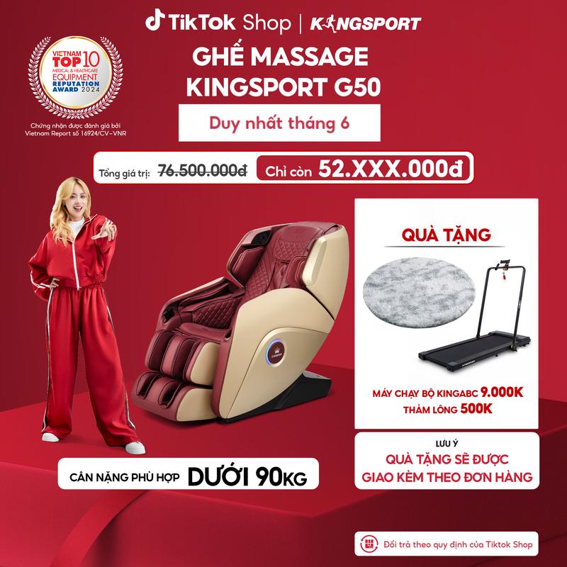 CHỈ GIAO MIỀN BẮC I Ghế massage KINGSPORT G50 cao cấp con lăn 3D với 18 bài tập, chế độ quét cơ thể thông minh, đo chân tự động