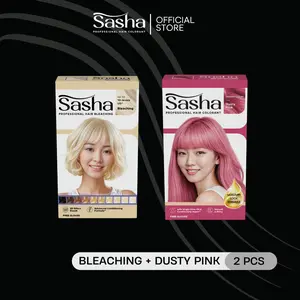 [BLEACHING + DUSTY PINK] Sasha Bleaching 20gr + Hair Colorant Dusty Pink 25gr | Cat Rambut Sasha Isi 2 pcs