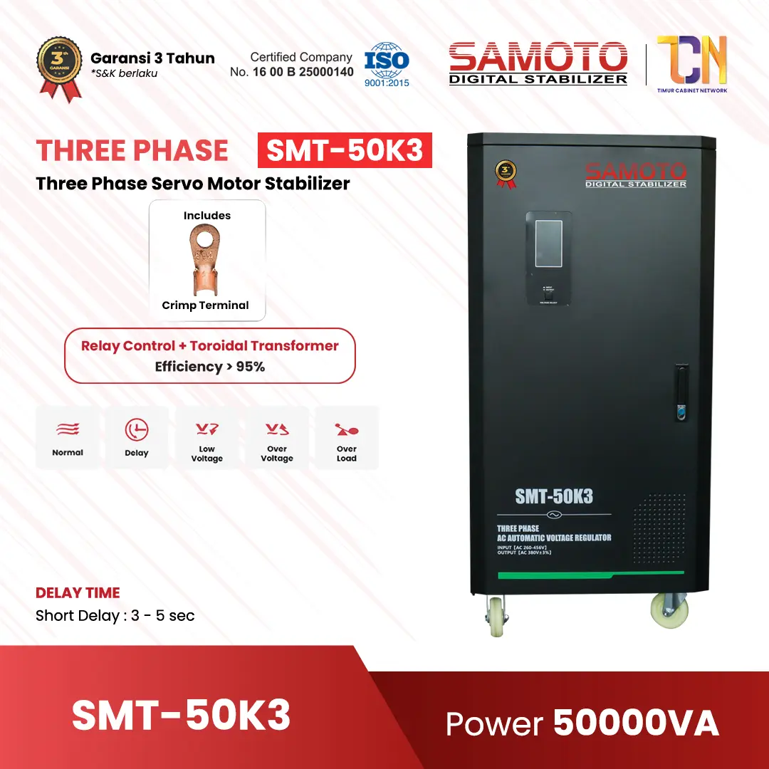 SAMOTO Stabilizer 50000VA Stavolt Three Phase Stavolt SMT50KVA 3 Phase Stabiliser AC Automatic Regulator