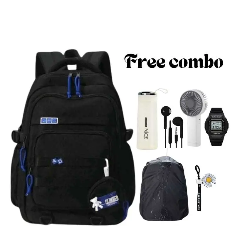 Tas sekolah anak ransel AD free paket combo dan anak ransel Tas Ransel Terbaru tipe-dk2023 Backpack Wanita Bisa Sekolah Sd>smp>sma Dan Kuliah Ransel Multifungsi Wanita Free Botol+jam tangan+nano spray 0