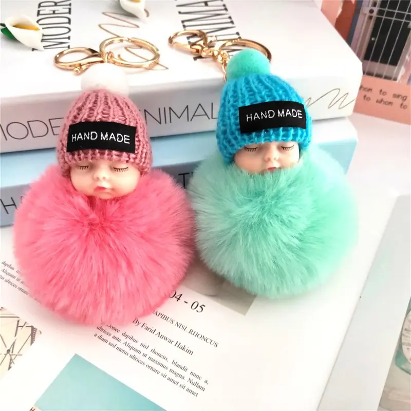 Móc Chìa Khóa Búp Bê Nhồi Bông Mặt Dây Chuyền Bông Pom Pom, Móc Chìa Khóa Em Bé Ngủ, Thiết Kế Sáng Tạo Và Dễ Thương, Thích Hợp Làm Đồ Trang Trí Mặt Dây Chuyền Ba Lô, Quà Tặng Phổ Biến 8