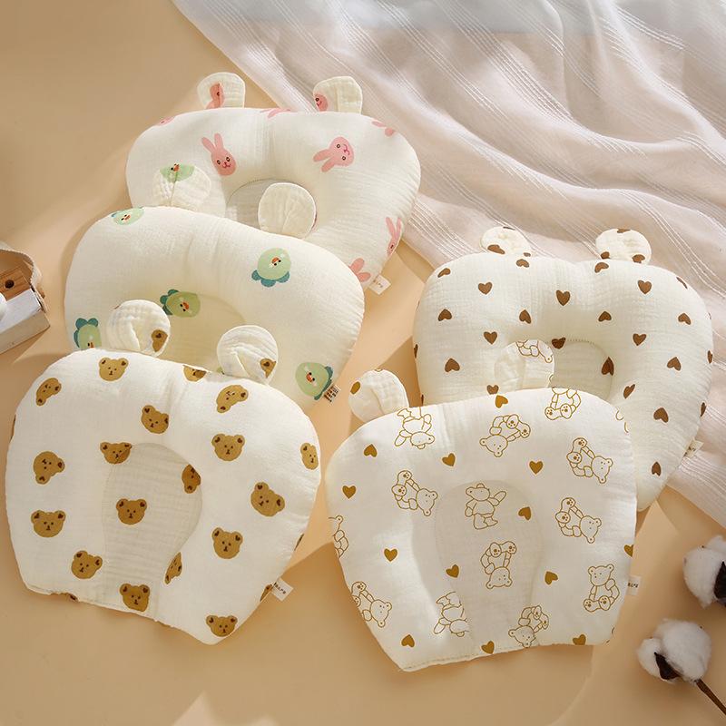 Gối chỉnh hình đầu và và chống lệch cho bé sơ sinh, gối xô mềm mịn - G7