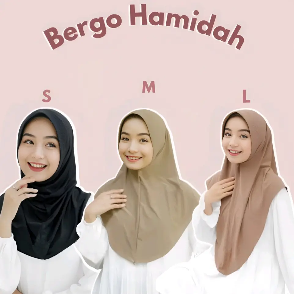 BERGO HAMIDAH ECER Size S-M-L Label Akrilik Gold Hijab Kerudung Instan Tebal Wanita Muslim Nyaman Cantik Dewasa bergo sport hamidah Panjang Daily