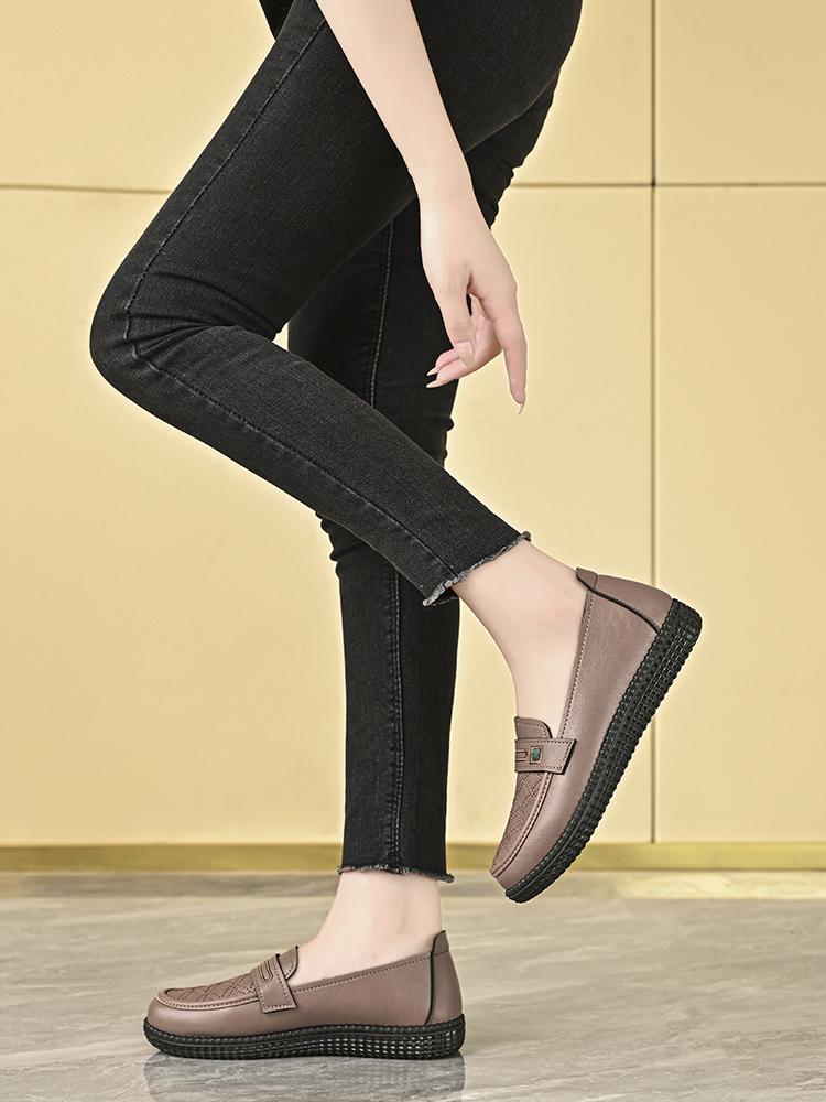Product Introduction of Sepatu Wanita Flat Shoes Wanita Kulit Korea Kulit Asli Fashion Terbaru Sepatu Kantor Elegan Nyaman Bernapas Ringan Kasual Karet 3