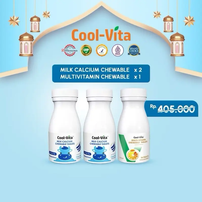 [DAPAT 3] Coolvita 2 Botol Milk Calcium Chewable + 1 Botol Multivitamin Chewable Orange 0