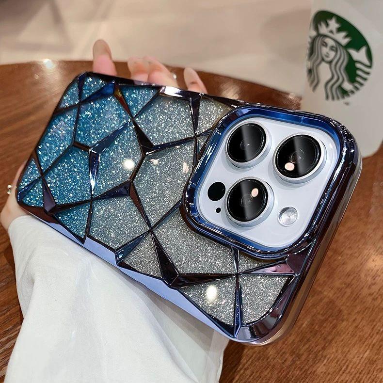 Case Glitter Luxury Quicksand Crystal Chrome 2 In 1 Compatible Iphone 7 8 7+ X Xs Xr 11 12 13 14 15 16 Pro Plus Promax Frame Casing CoverRCI278 4