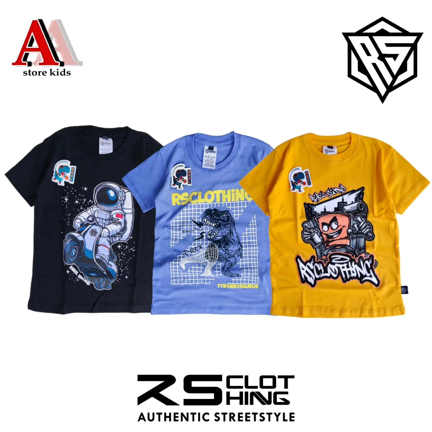 Paket 3 pcs Kaos Distro Anak Laki Laki / Baju Anak Laki Laki Umur 4-14 Tahun Cotton Merah