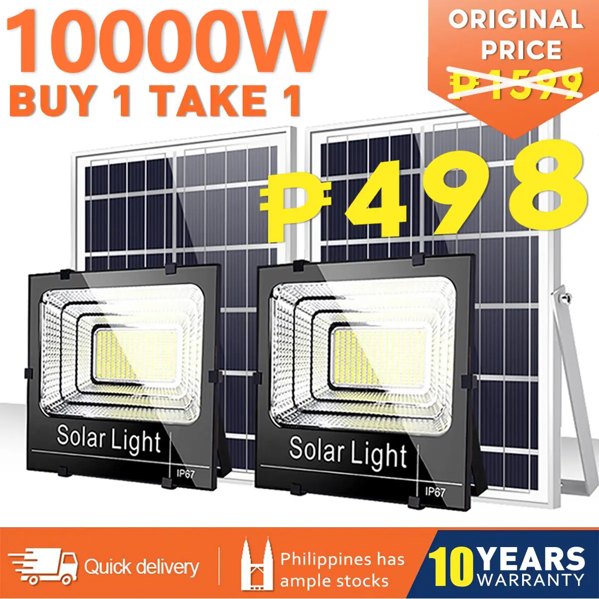 【BUY 1 TAKE 1】solar light 10000W promo solar outdoor lights waterproof IP67 Solar Lamp Spotlight led lamp for bedroom solar flood lights outdoor waterproof panel 800watts 400w 300w 200w 100w complete set ceiling lights modern design COD free shipping
