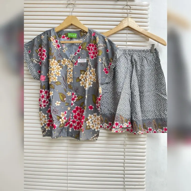HAP Setelan Kenanga Pendek Oneset busui friendly kancing depan bahan rayon premium adem Lembut Panjang 3