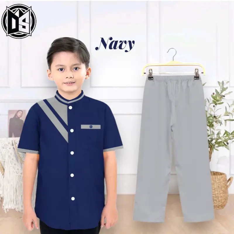 Baju koko Havis anak 1-12 tahun-koko anak laki-laki-koko zain anak-koko fahri-koko lis-koko batik Setelan Muslim Celana Panjang Kerah Abu Hijau Maroon 4
