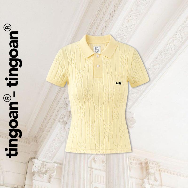  TINGOAN - Áo len xù POLO cổ bẻ vàng phối túi ngực POLO BABY TOP YL  không bao gồm khăn choàng cổ  