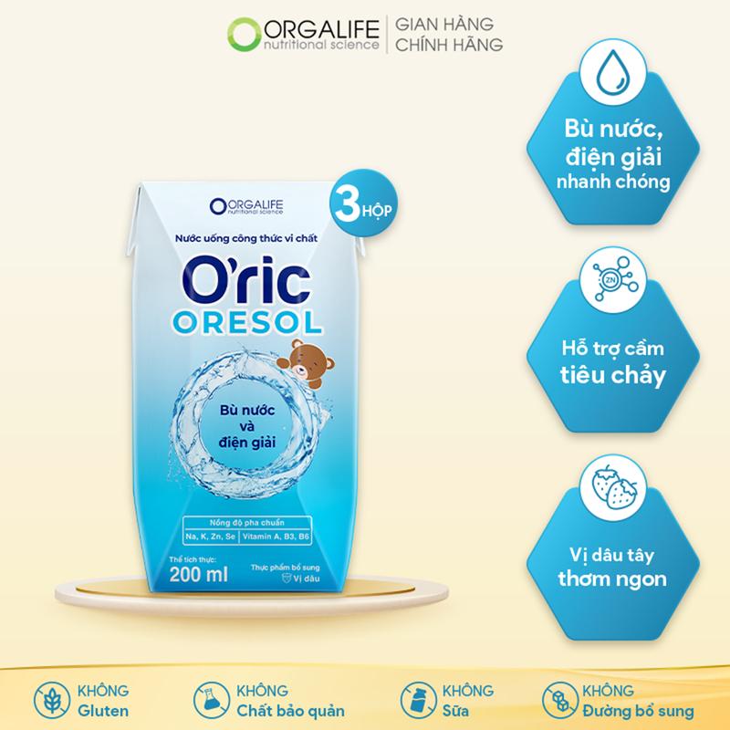 O’RIC ORESOL - Nước Uống Công Thức Vi Chất Bù Nước Và Điện Giải - Lốc 3 Hộp x 200ML
