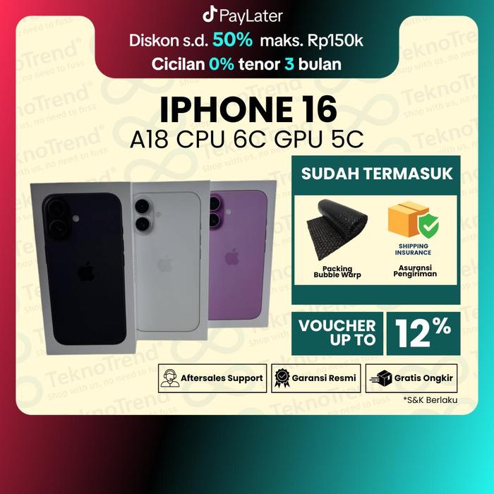 Gambar Handphone HP Apple iPhone 16 - Garansi Resmi Apple Indonesia - Ultramarine, 128GB  dari TeknoTrend ID Kota Administrasi Jakarta Pusat Tokopedia