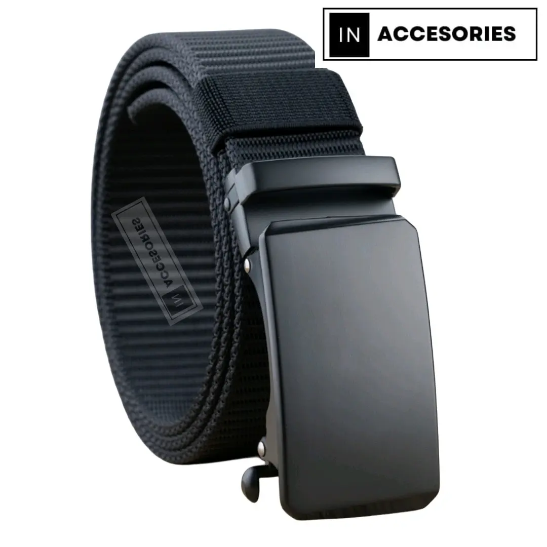 IKAT PINGGANG ELEGANT POLOS PRIA METAL BUCKLE / SABUK PRIA TACTICAL KEPALA BESI  Biru Coklat Hitam Hijau Gesper Strap