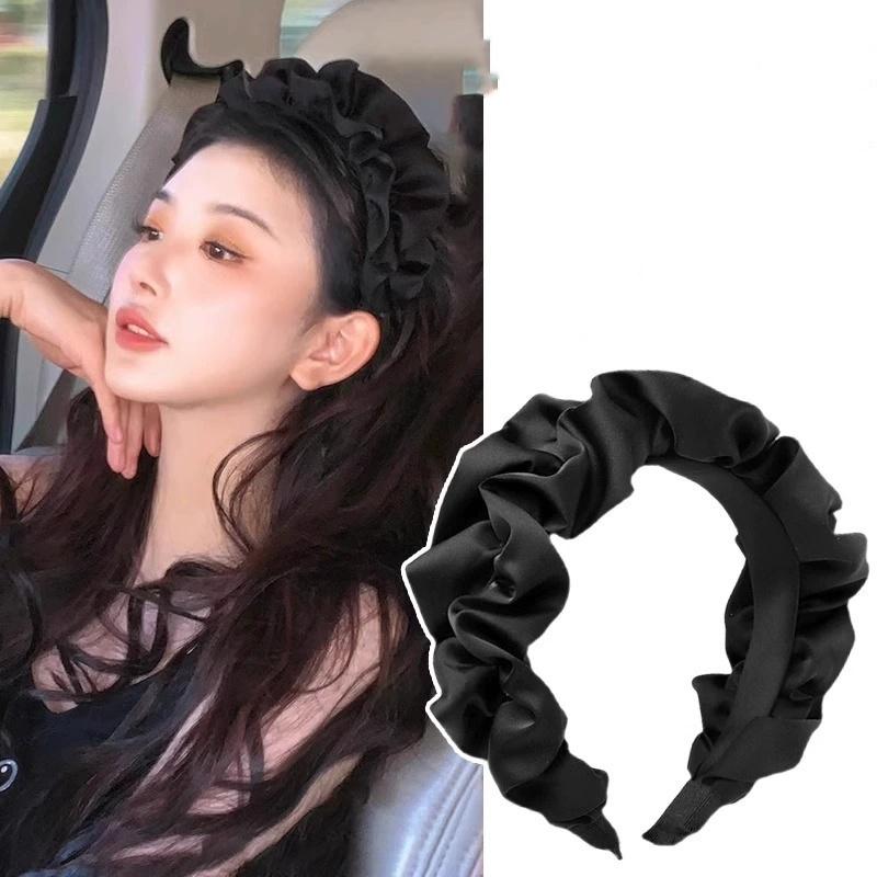 Product Introduction of Băng Đô Xếp Ly Rộng Cho Nữ, Màu Trơn Thời Trang, Làm Bằng Vải Satin, Mềm Mại, Phong Cách Cổ Điển Mũ Cài Tóc, Phụ Kiện Tóc 17