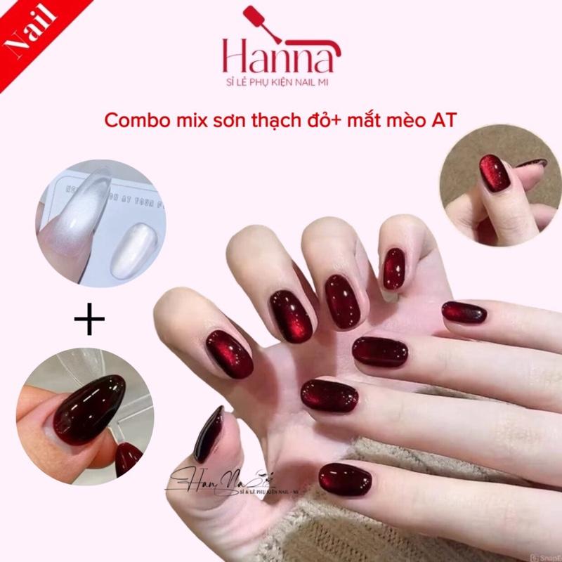  combo mix Sơn gel thạch đỏ + mắt mèo = mắt mèo đỏ HN GEL  có tách lẻ  